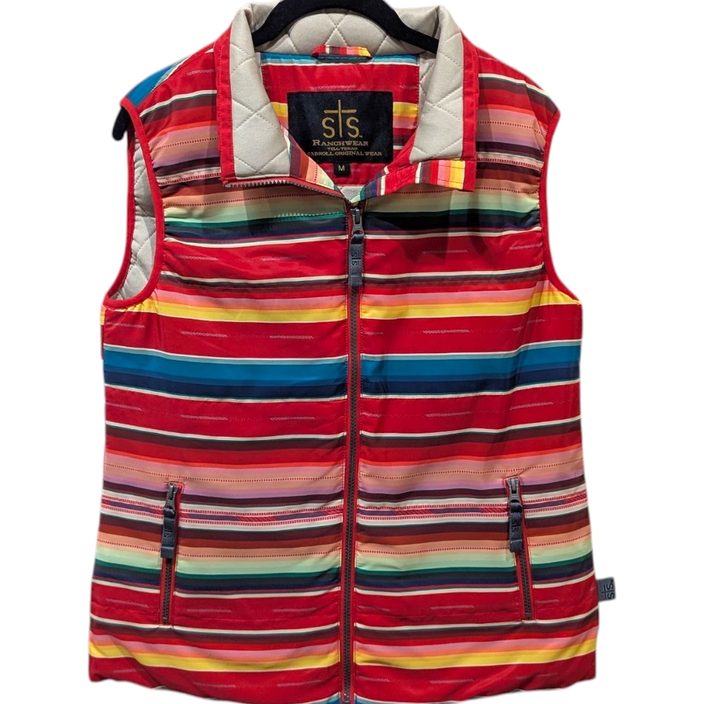 STS Ranchwear The Sealy Vibrant Multi Colored Striped Quilted Vest (M) - Picture 1 of 7